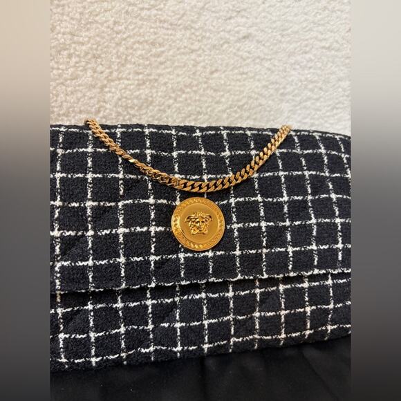 Versace Medusa Black and White Checkered Women's Bag NWT - Picture 2 of 8